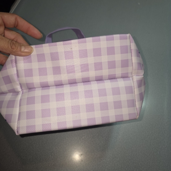 Kuromi Sanrio Mini Tote Bag Purple Gingham Zip Top Cute Kawaii - Picture 5 of 11